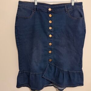 Be Girl Women Ruffle Denim Skirt Dark Wash